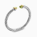 Cable Flex® Bracelet Sterling Silver with 14K Yellow Gold and Peridot, 6mm