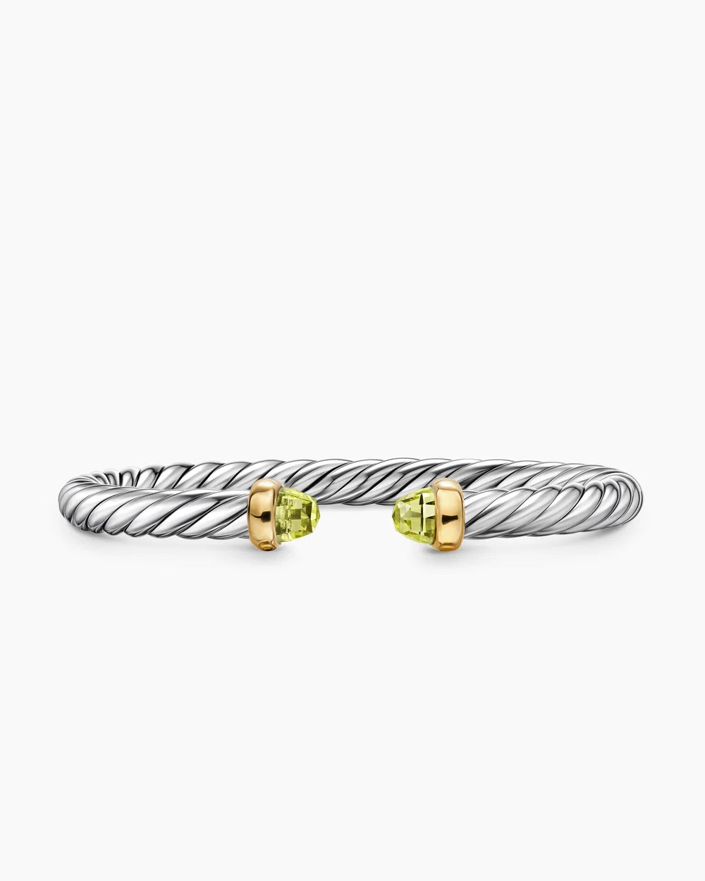 Cable Flex® Bracelet Sterling Silver with 14K Yellow Gold and Peridot, 6mm