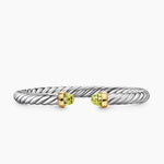 Cable Flex® Bracelet Sterling Silver with 14K Yellow Gold and Peridot, 6mm