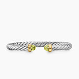 Cable Flex® Bracelet Sterling Silver with 14K Yellow Gold and Peridot, 6mm