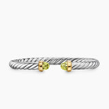 CABLE FLEX® BRACELET Sterling Silver with 14K Yellow Gold and Peridot, 6mm