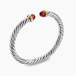 Cable Flex® Bracelet Sterling Silver with 14K Yellow Gold and Rhodolite Garnet, 6mm