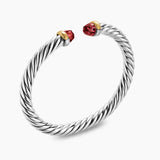 Cable Flex® Bracelet Sterling Silver with 14K Yellow Gold and Rhodolite Garnet, 6mm