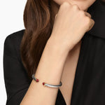 Cable Flex® Bracelet Sterling Silver with 14K Yellow Gold and Rhodolite Garnet, 6mm