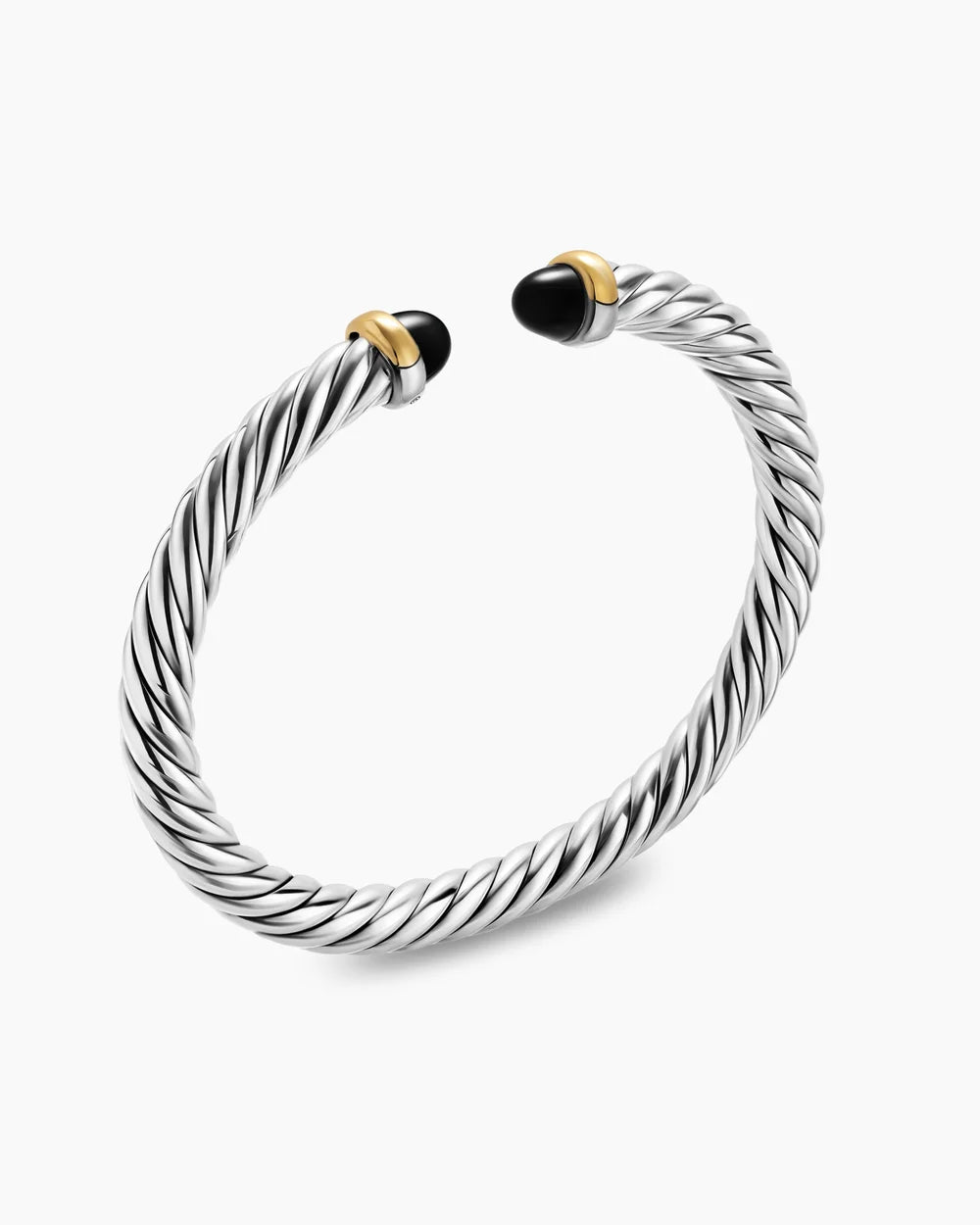 Cable Flex® Bracelet Sterling Silver with 14K Yellow Gold and Black Onyx, 6mm