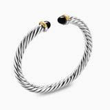 Cable Flex® Bracelet Sterling Silver with 14K Yellow Gold and Black Onyx, 6mm