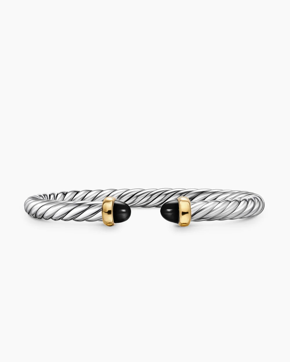 Cable Flex® Bracelet Sterling Silver with 14K Yellow Gold and Black Onyx, 6mm