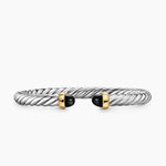 Cable Flex® Bracelet Sterling Silver with 14K Yellow Gold and Black Onyx, 6mm