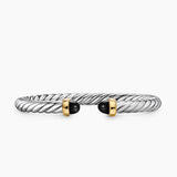 Cable Flex® Bracelet Sterling Silver with 14K Yellow Gold and Black Onyx, 6mm