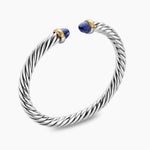 Cable Flex® Bracelet Sterling Silver with 14K Yellow Gold and Lapis, 6mm