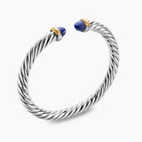 Cable Flex® Bracelet Sterling Silver with 14K Yellow Gold and Lapis, 6mm