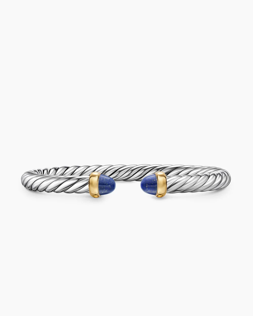 Cable Flex® Bracelet Sterling Silver with 14K Yellow Gold and Lapis, 6mm