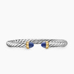 Cable Flex® Bracelet Sterling Silver with 14K Yellow Gold and Lapis, 6mm