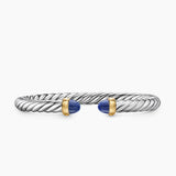 Cable Flex® Bracelet Sterling Silver with 14K Yellow Gold and Lapis, 6mm
