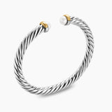 Cable Flex® Bracelet Sterling Silver with 14K Yellow Gold and Pearls, 6mm