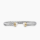 CABLE FLEX® BRACELET Sterling Silver with 14K Yellow Gold and Pearls, 6mm
