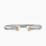 Cable Flex® Bracelet Sterling Silver with 14K Yellow Gold and Pearls, 6mm