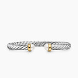 Cable Flex® Bracelet Sterling Silver with 14K Yellow Gold and Pearls, 6mm