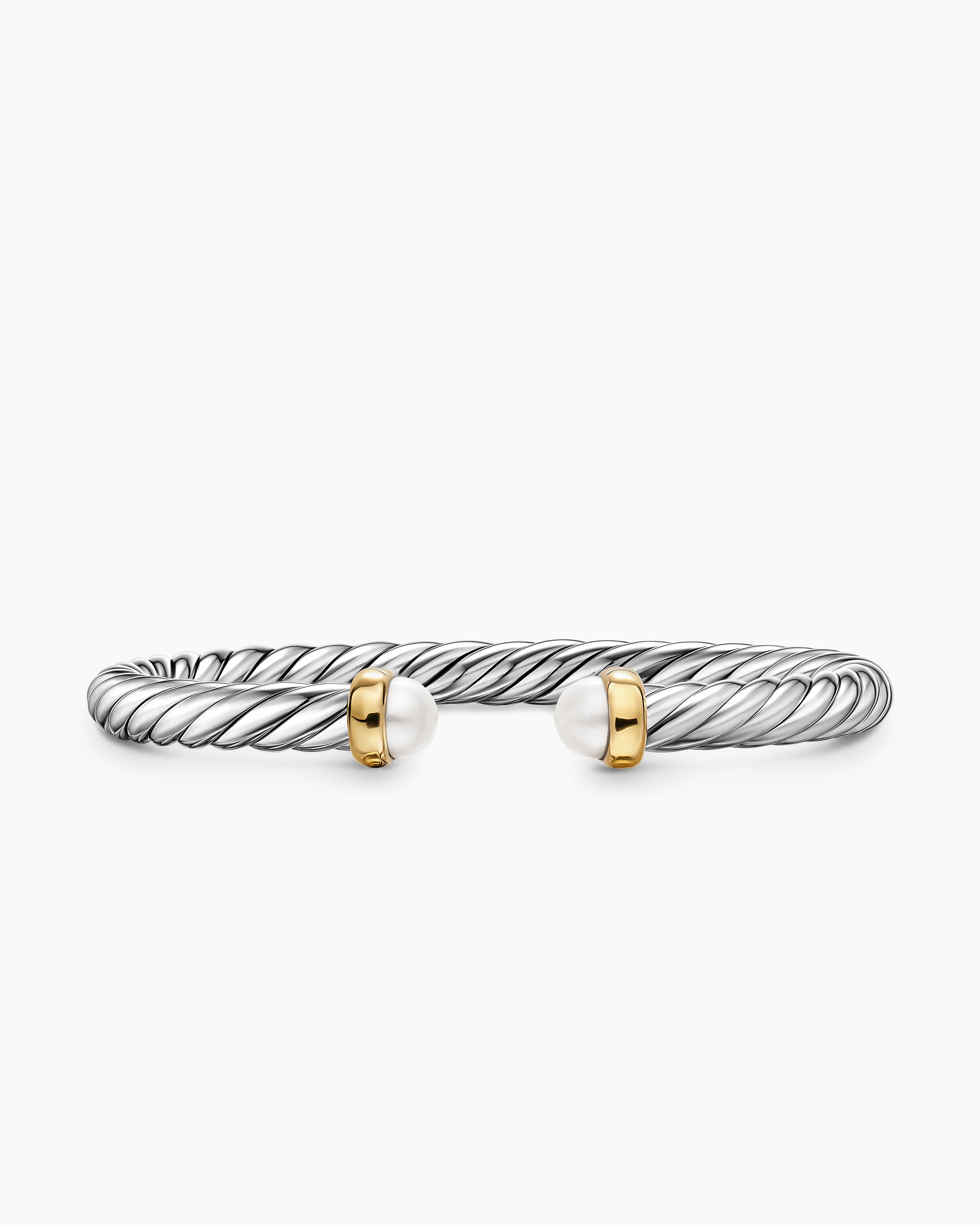 Cable Flex® Bracelet Sterling Silver with 14K Yellow Gold and Pearls, 6mm