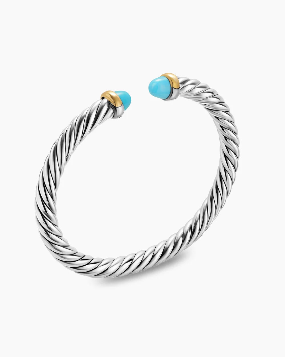 CABLE FLEX® BRACELET Sterling Silver with 14K Yellow Gold and Turquoise, 6mm