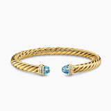 CABLESPIRA® FLEX BRACELET 18K Yellow Gold with Blue Topaz and Diamonds, 6mm
