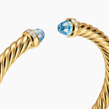 CABLESPIRA® FLEX BRACELET 18K Yellow Gold with Blue Topaz and Diamonds, 6mm