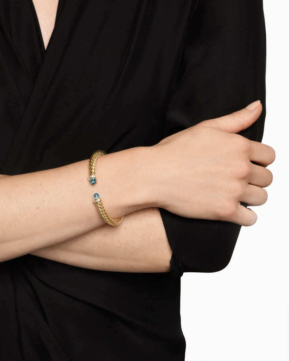 Cablespira® Flex Bracelet 18K Yellow Gold with Blue Topaz and Diamonds, 6mm