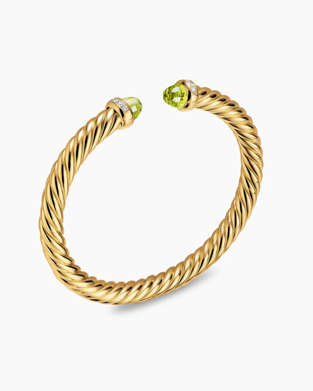 CABLESPIRA® FLEX BRACELET 18K Yellow Gold with Peridot and Diamonds, 6mm