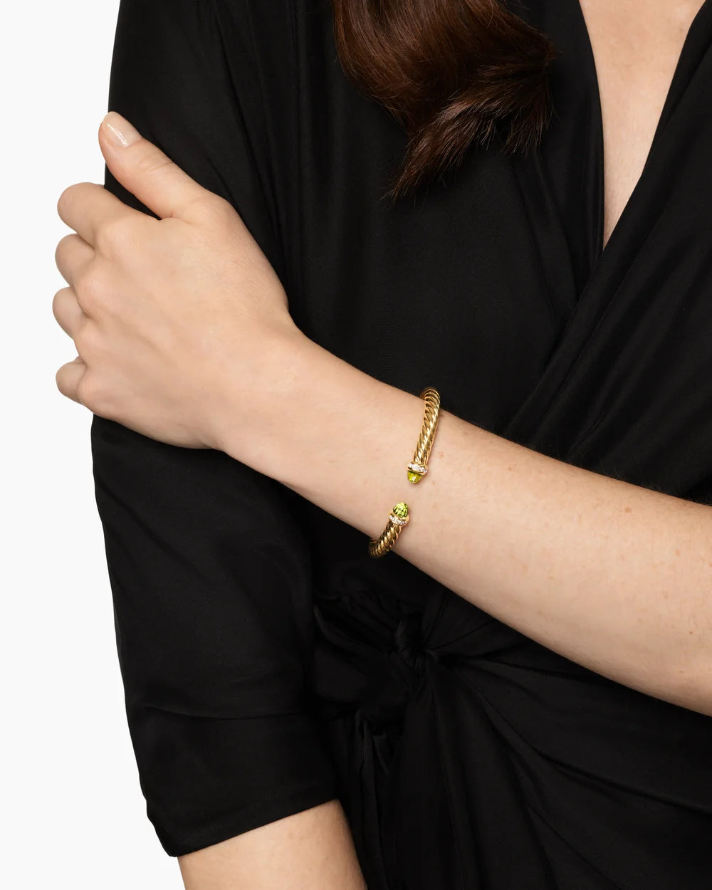 CABLESPIRA® FLEX BRACELET 18K Yellow Gold with Peridot and Diamonds, 6mm