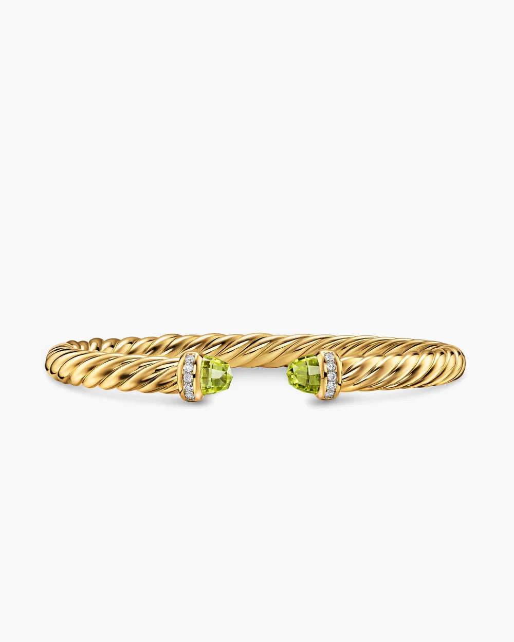 CABLESPIRA® FLEX BRACELET 18K Yellow Gold with Peridot and Diamonds, 6mm