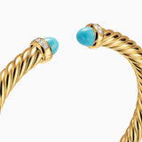 CABLESPIRA® FLEX BRACELET 18K Yellow Gold with Turquoise and Diamonds, 6mm