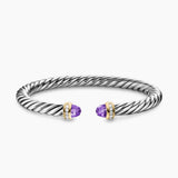 CABLE FLEX® BRACELET Sterling Silver with 14K Yellow Gold, Amethyst and Diamonds, 6mm