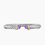 CABLE FLEX® BRACELET Sterling Silver with 14K Yellow Gold, Amethyst and Diamonds, 6mm