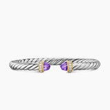 CABLE FLEX® BRACELET Sterling Silver with 14K Yellow Gold, Amethyst and Diamonds, 6mm