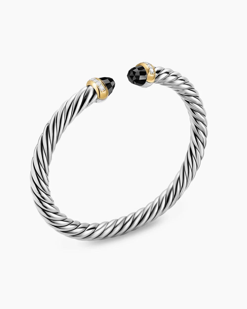 CABLE FLEX® BRACELET Sterling Silver with 14K Yellow Gold, Black Onyx and Diamonds, 6mm