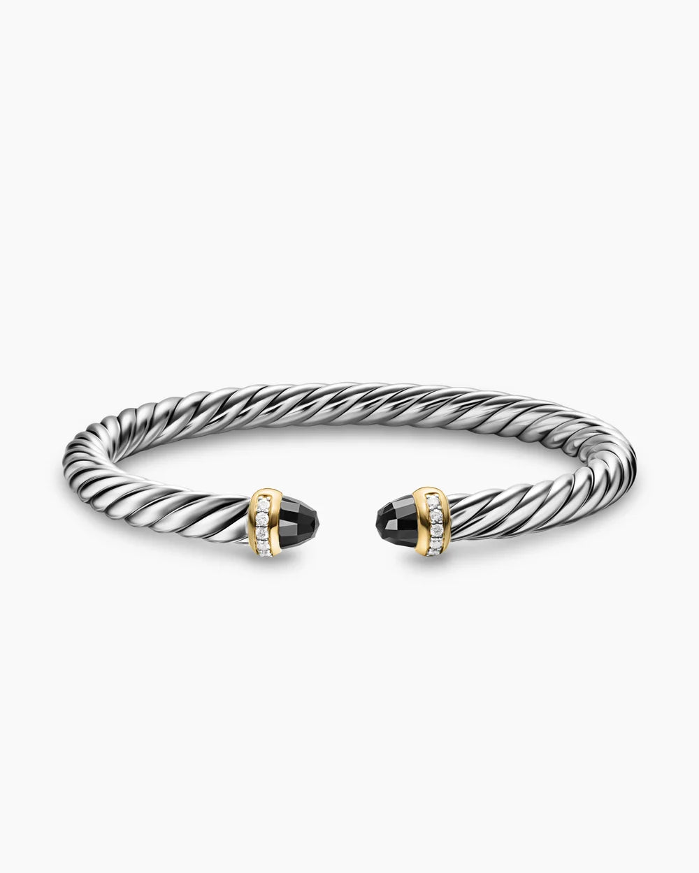 CABLE FLEX® BRACELET Sterling Silver with 14K Yellow Gold, Black Onyx and Diamonds, 6mm