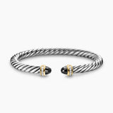 CABLE FLEX® BRACELET Sterling Silver with 14K Yellow Gold, Black Onyx and Diamonds, 6mm