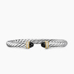 Sterling silver with 14-karat yellow gold Black onyx Pavé-set diamond open ended cable bracelet