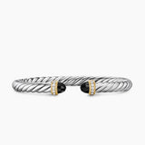 CABLE FLEX® BRACELET Sterling Silver with 14K Yellow Gold, Black Onyx and Diamonds, 6mm