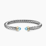 CABLE FLEX® BRACELET Sterling Silver with 14K Yellow Gold, Sky Blue Topaz and Diamonds, 6mm