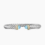 CABLE FLEX® BRACELET Sterling Silver with 14K Yellow Gold, Sky Blue Topaz and Diamonds, 6mm