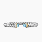 CABLE FLEX® BRACELET Sterling Silver with 14K Yellow Gold, Sky Blue Topaz and Diamonds, 6mm