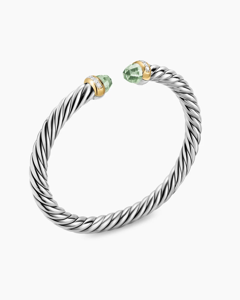 CABLE FLEX® BRACELET Sterling Silver with 14K Yellow Gold, Prasiolite and Diamonds, 6mm
