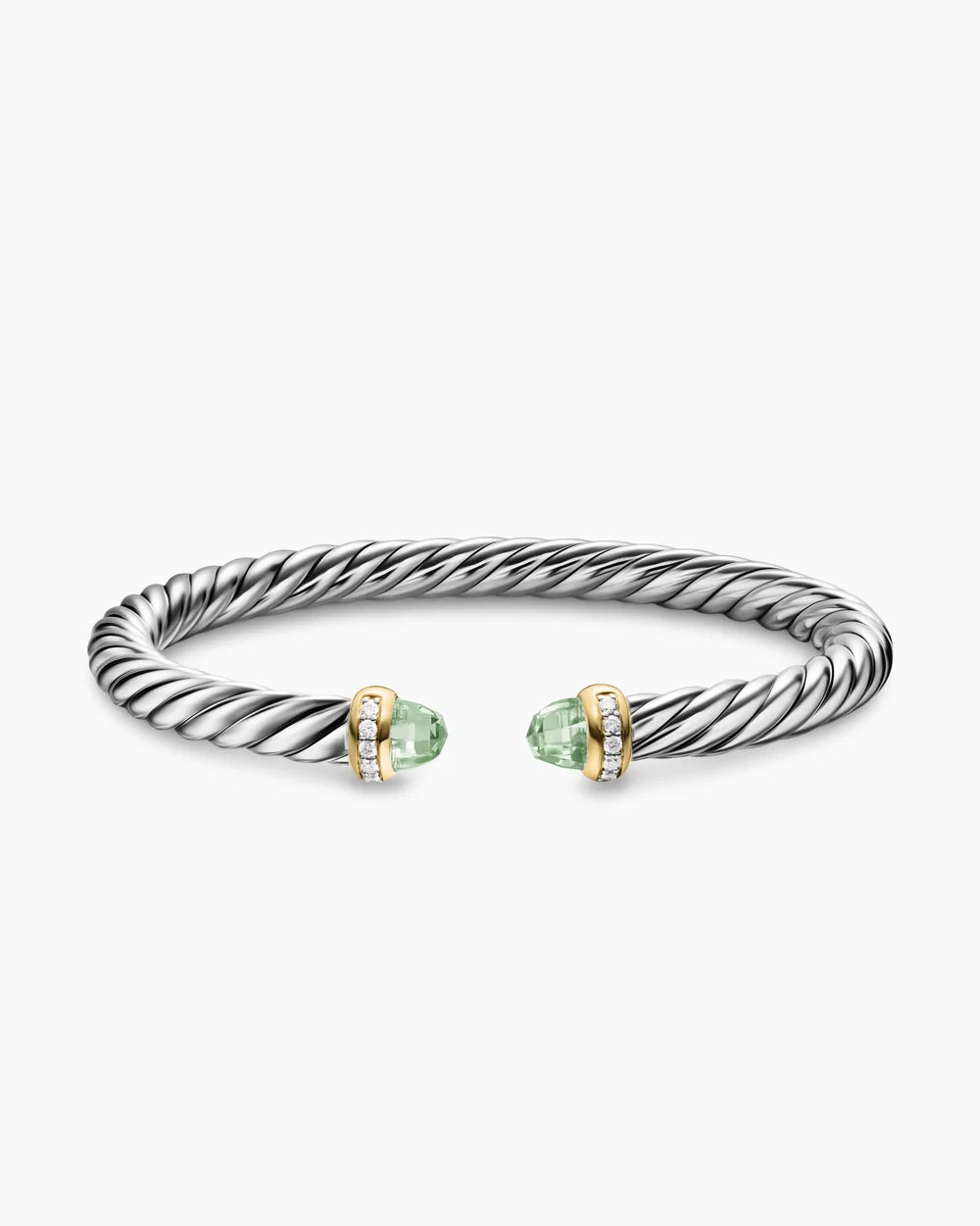 CABLE FLEX® BRACELET Sterling Silver with 14K Yellow Gold, Prasiolite and Diamonds, 6mm