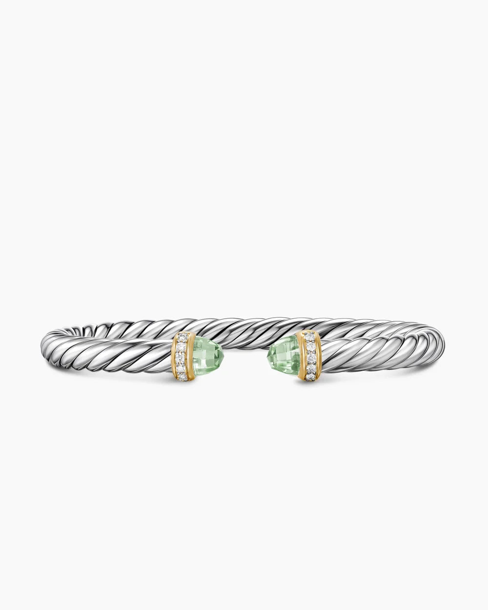 CABLE FLEX® BRACELET Sterling Silver with 14K Yellow Gold, Prasiolite and Diamonds, 6mm