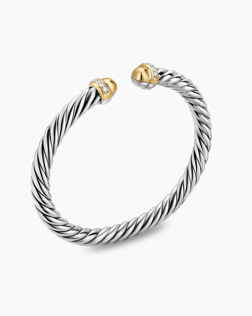 CABLE FLEX® BRACELET Sterling Silver with 14K Yellow Gold Domes and Diamonds, 6mm