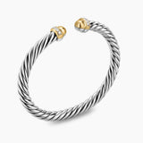 CABLE FLEX® BRACELET Sterling Silver with 14K Yellow Gold Domes and Diamonds, 6mm