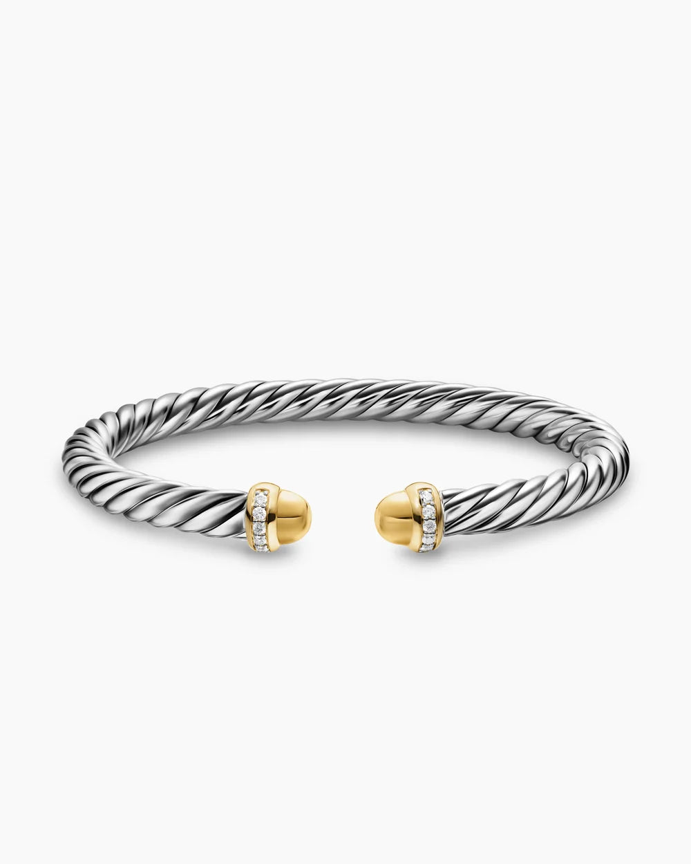 CABLE FLEX® BRACELET Sterling Silver with 14K Yellow Gold Domes and Diamonds, 6mm