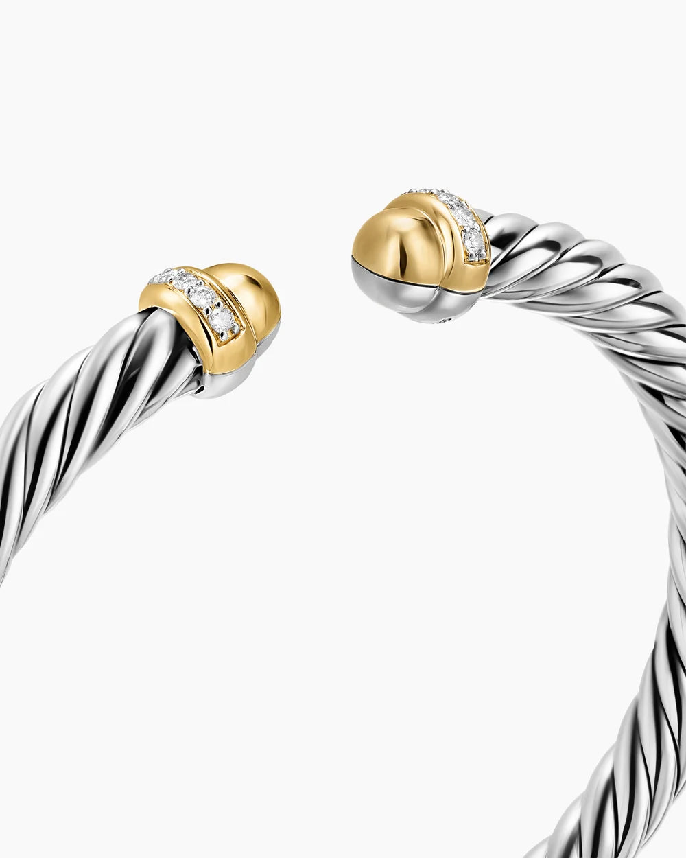 CABLE FLEX® BRACELET Sterling Silver with 14K Yellow Gold Domes and Diamonds, 6mm