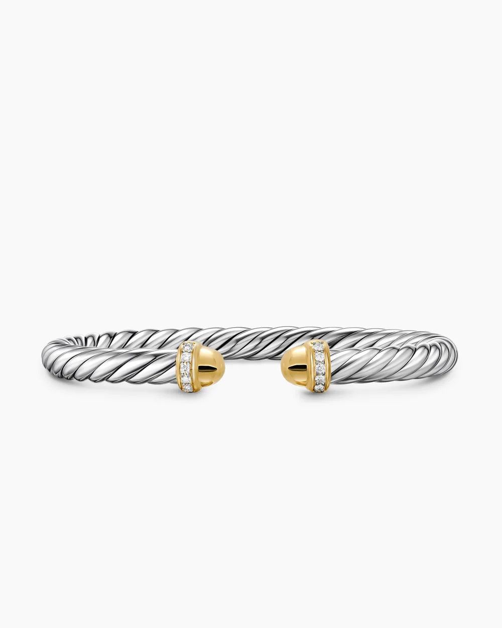 CABLE FLEX® BRACELET Sterling Silver with 14K Yellow Gold Domes and Diamonds, 6mm